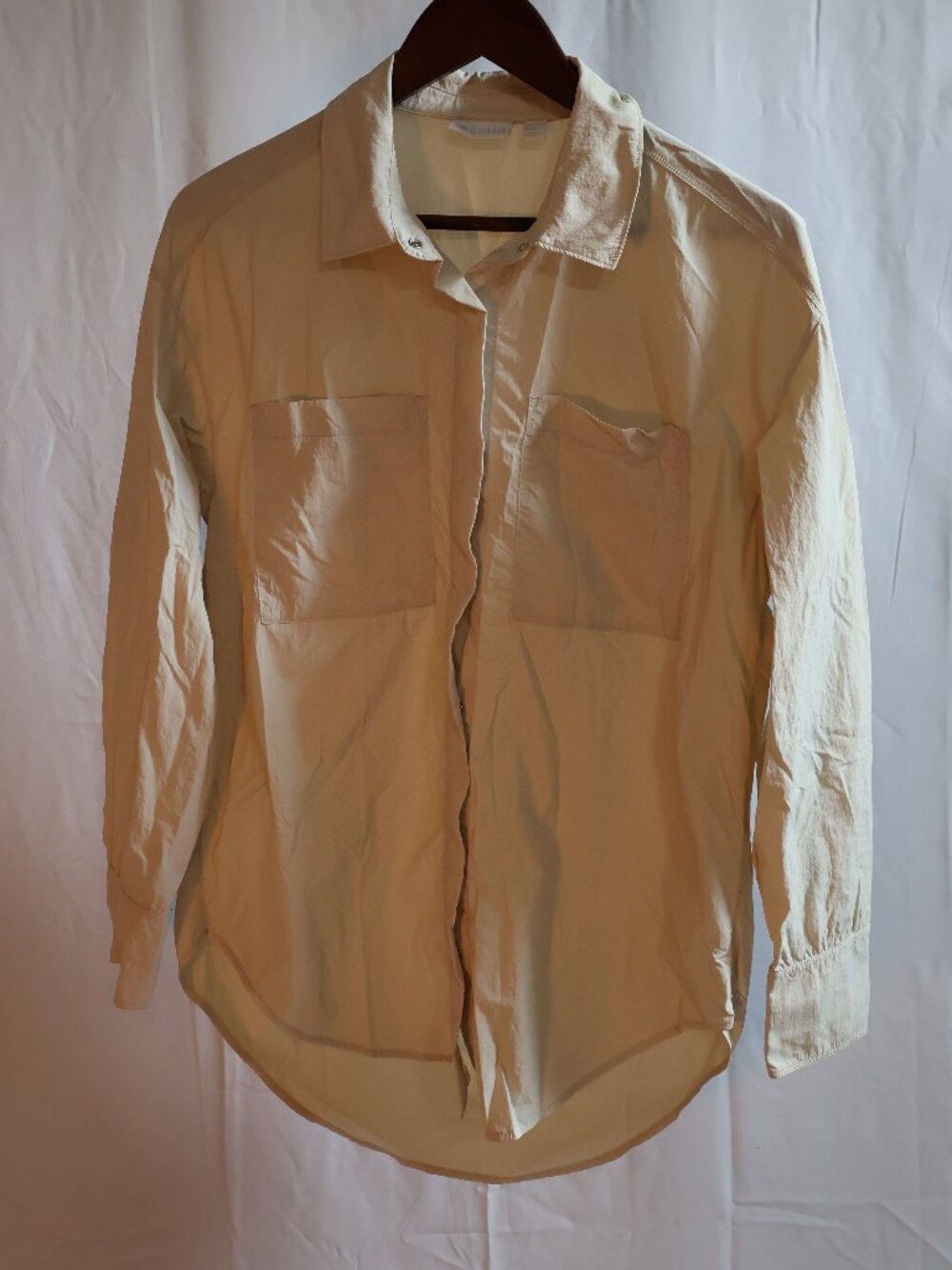 Zella Beige Lightweight Button Front Shirt, Size XS